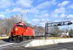 M&E GP15-1 # 24 is the leader on the 1:10 out of Whippany as it crosses Rt. 10 just west of the museum